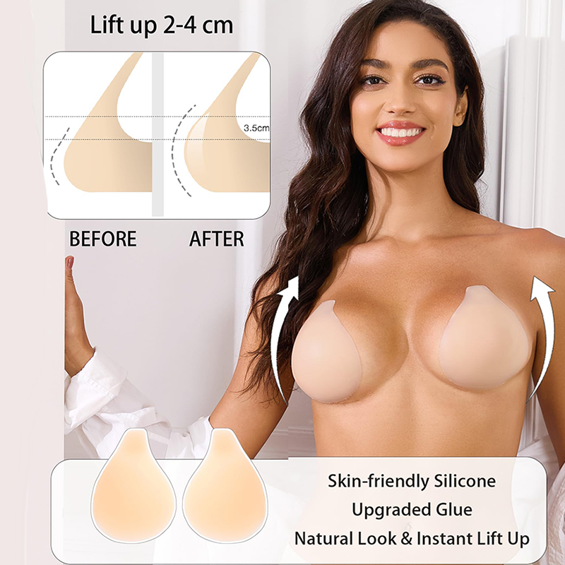 Backless Bra Sticky - 1/2 คู่ผู้หญิง Sticky Bra Push Up