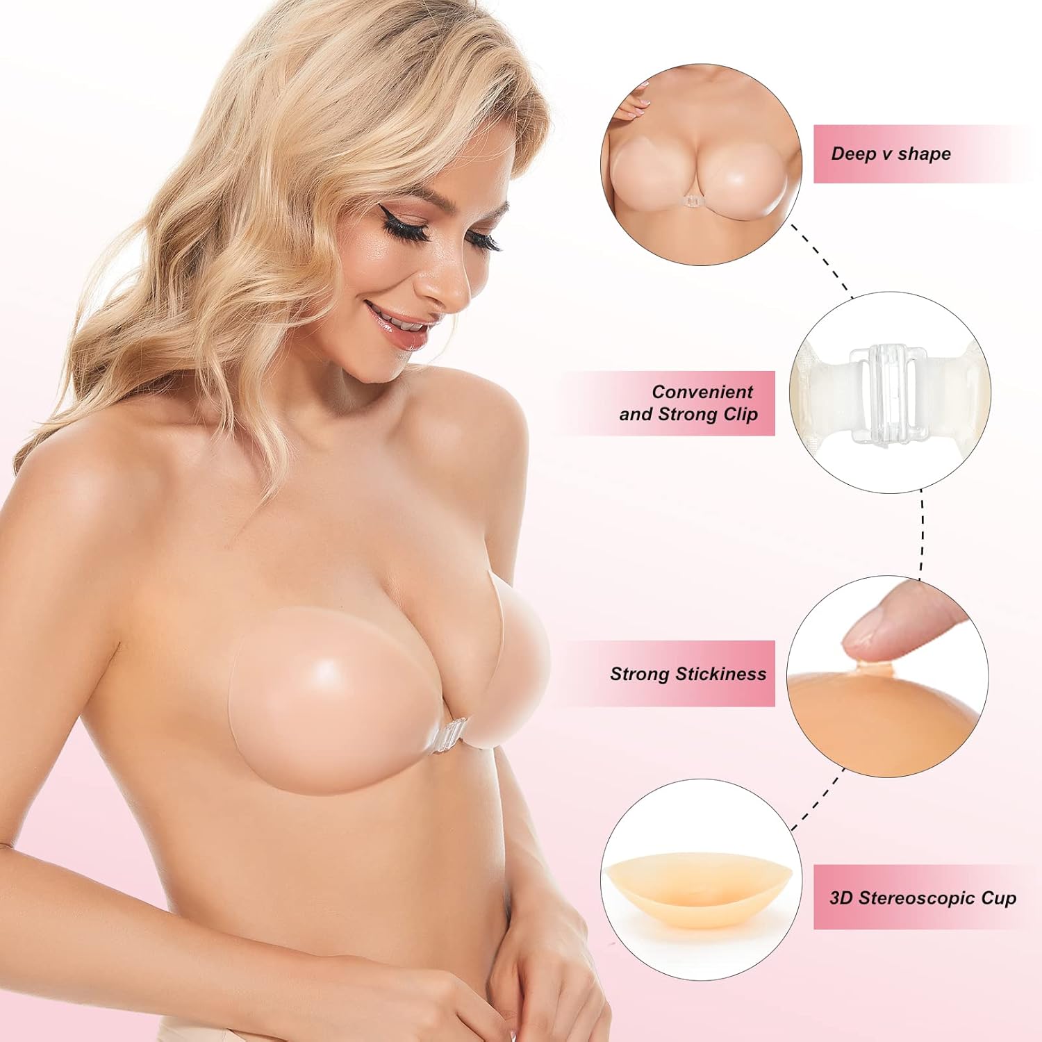 บราแบบแปะ บราซิลิโคนไร้สาย บรา - Push Up Bra Silicone บทวิจารณ์และราคา